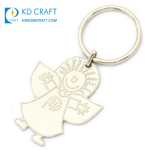 China manufacturer custom metal zinc alloy religious symbol silver plated kawaii angel keychain